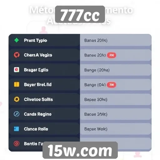 Métodos de pagamento aceitos no 777cc e suas vantagens